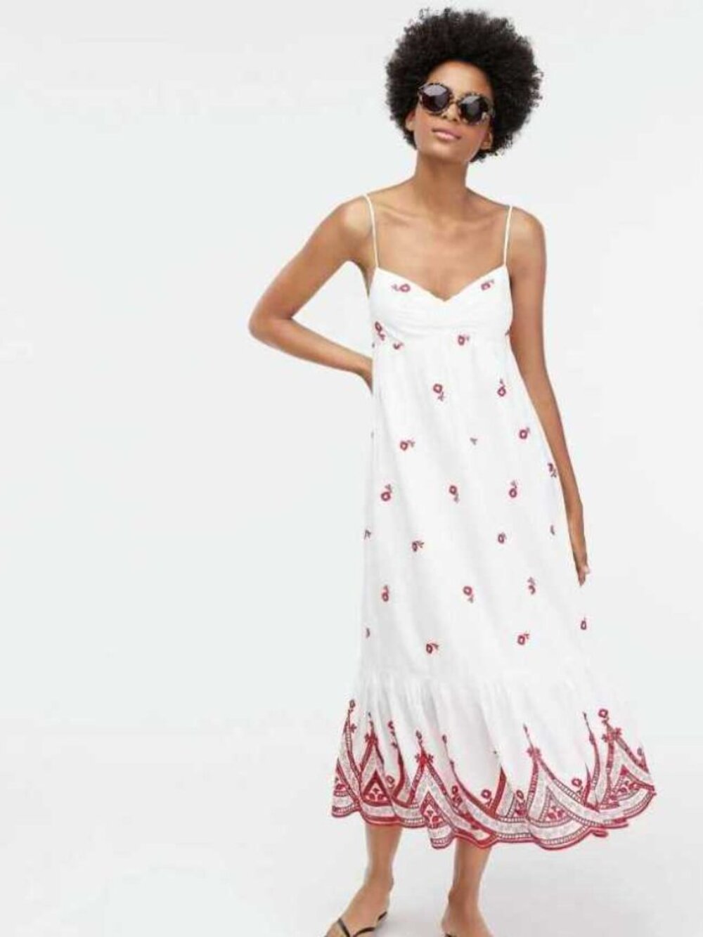 New S J.Crew embroidered beach dress in cotton voile